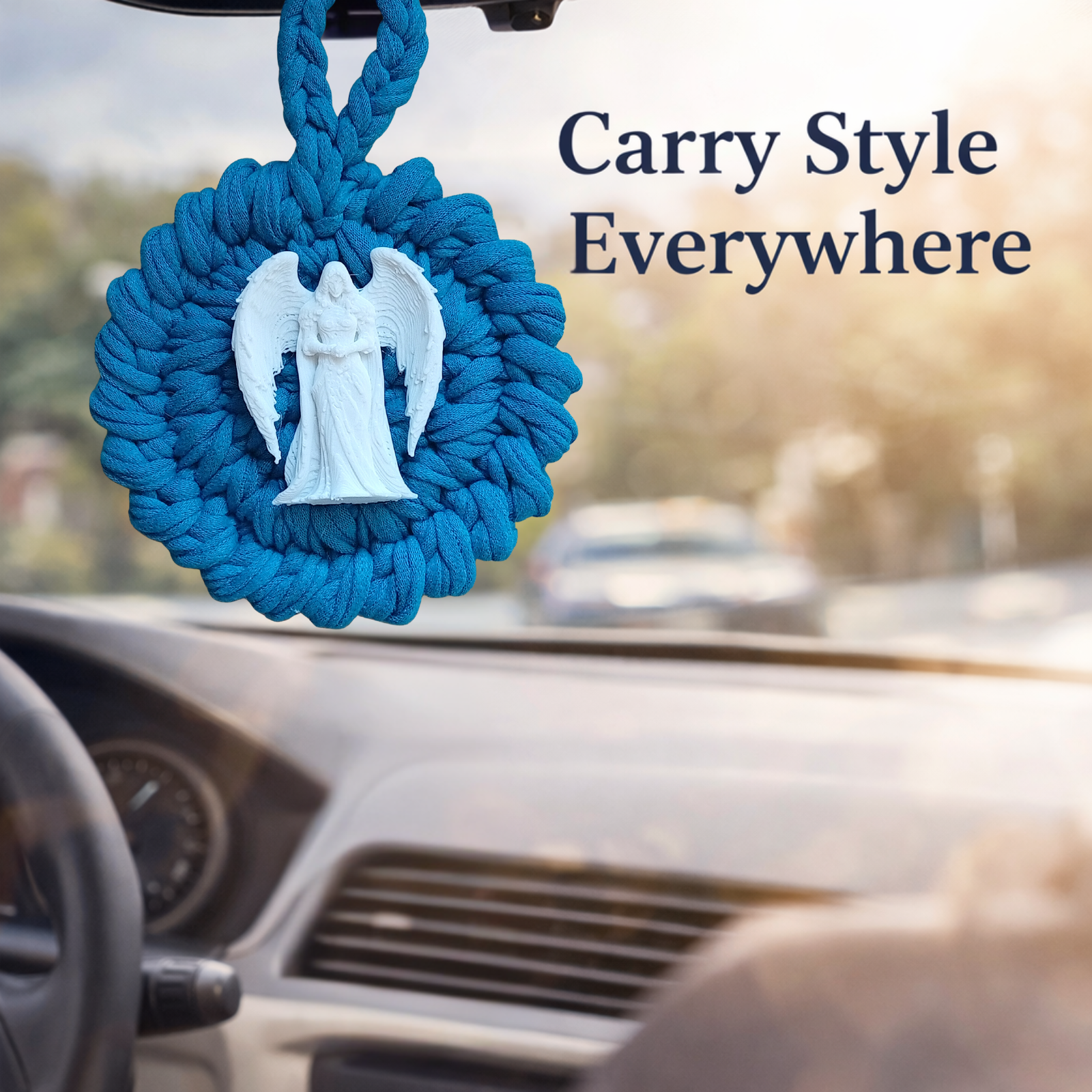 Handmade Crochet Mandala Hanging Ornament – Boho Car Mirror Charm, Cotton Wall Decor, Bag Accessory, Angel Pendant Gift