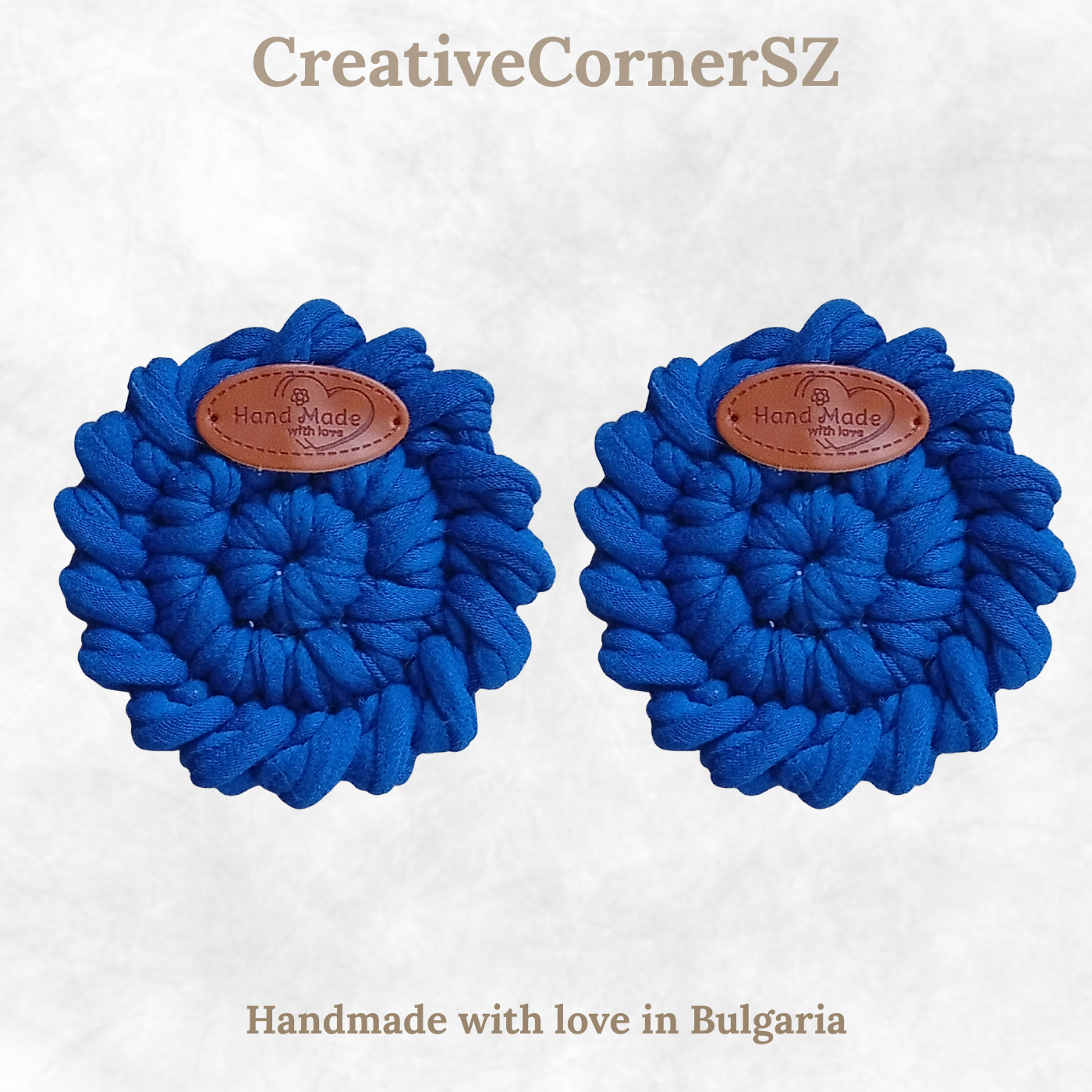 Handmade Crochet Car Coasters Set of 2 – Cotton Cup Holder Inserts 7.5cm, Absorbent Boho Car Accessories