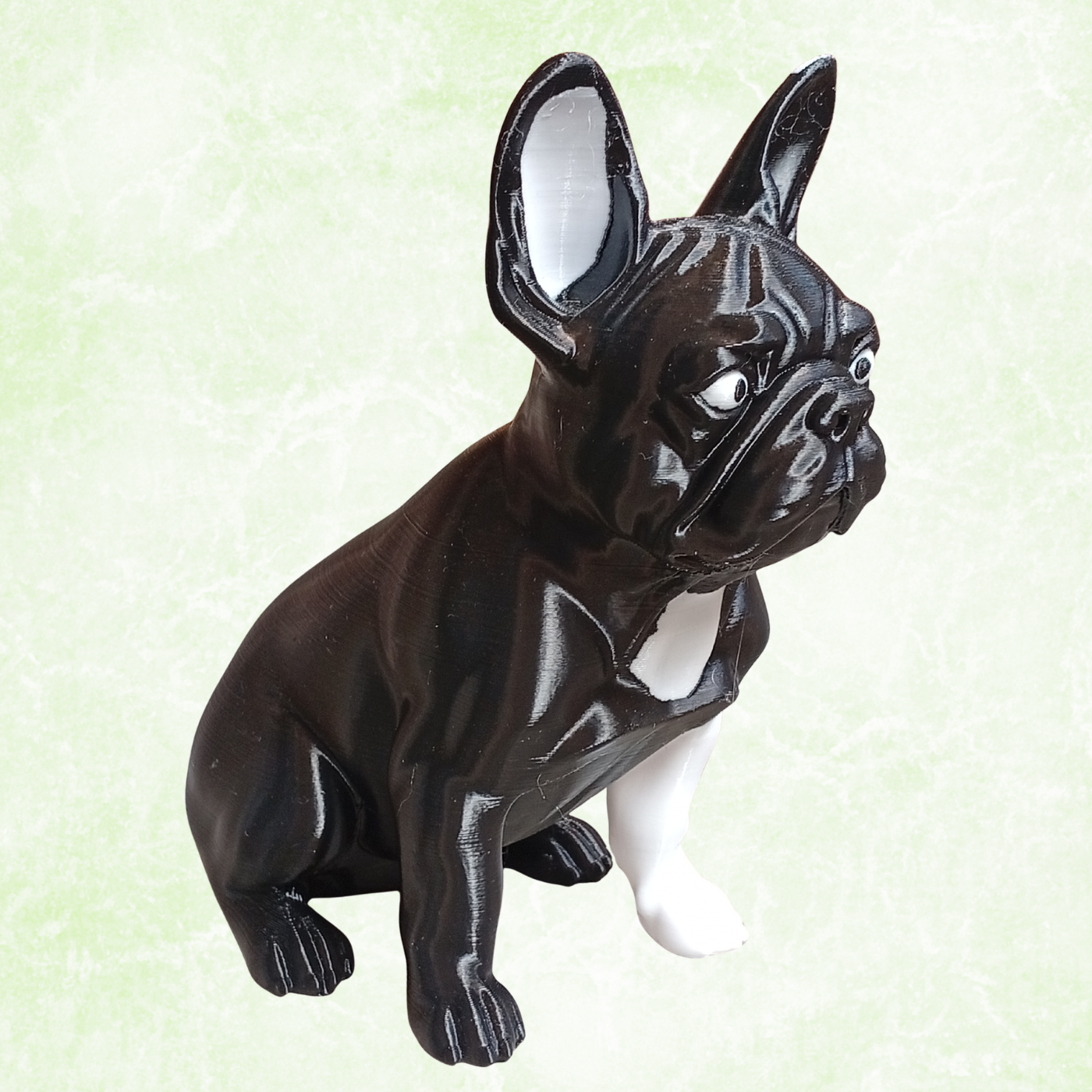 French Bulldog Decorative Figurine – Black & White 3D Printed Dog Statue – Modern Home Decor Ornament for Shelf, Desk, Living Room & Office – 19cm