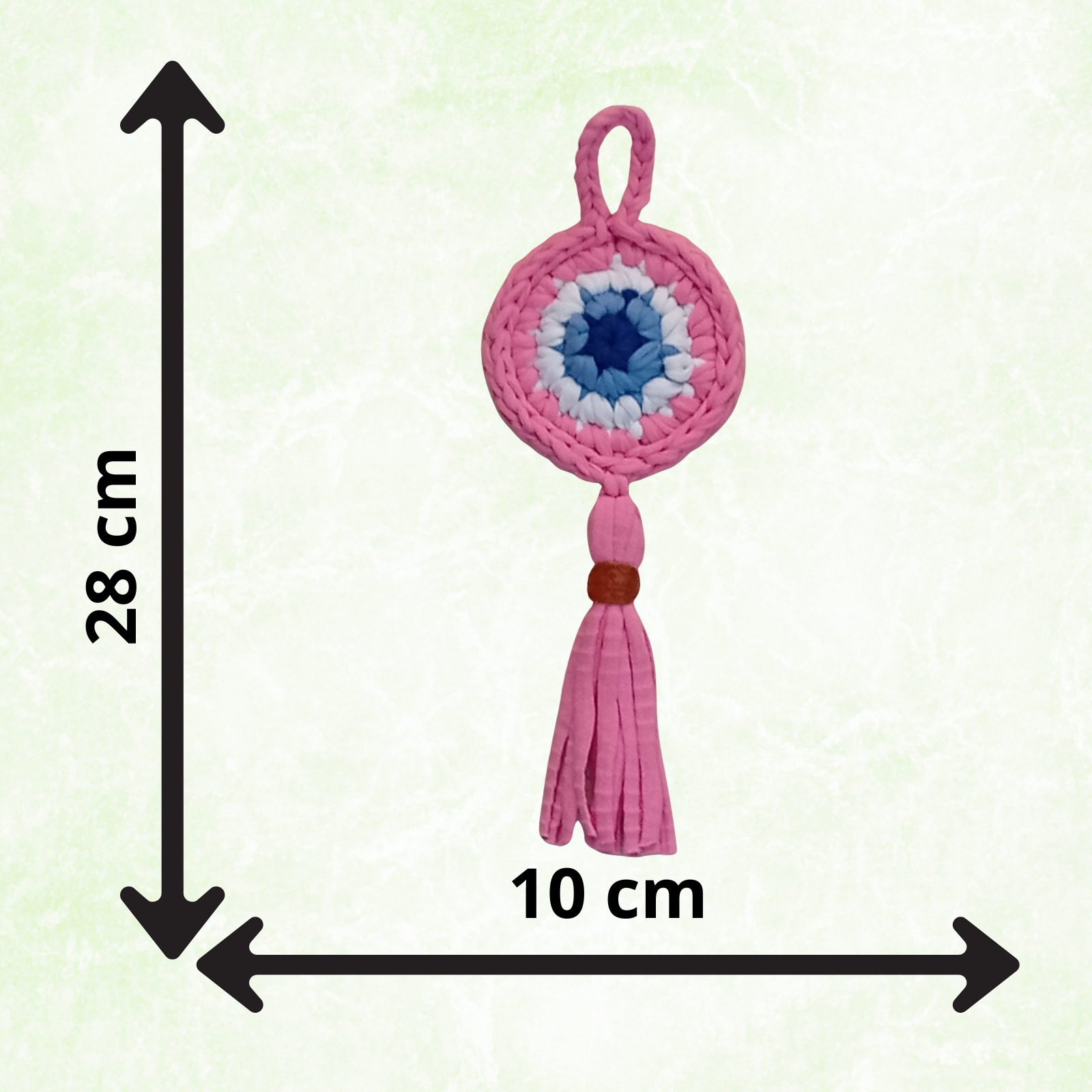 Handmade Crochet Evil Eye Hanging Ornament, Boho Wall Decor, Car Mirror Charm, Bag Accessory, Cotton Handmade Gift