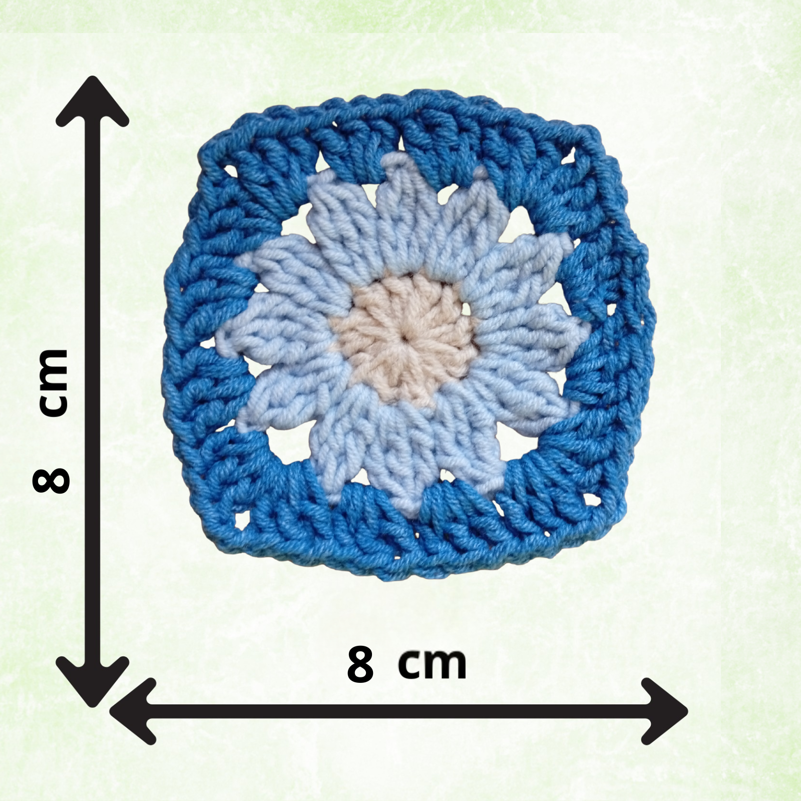 Blue Crochet Flower Granny Squares – 10 Handmade Granny Squares in Neutral Boho Colors (8 cm)