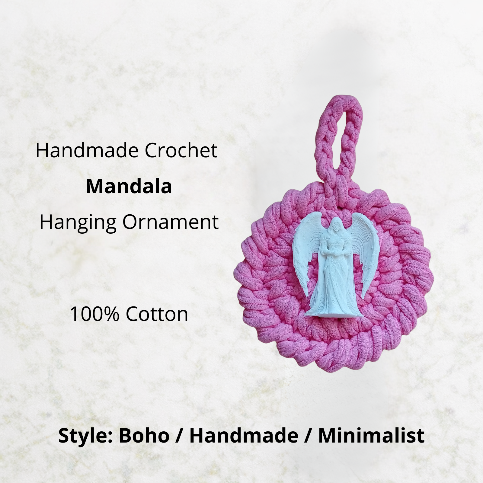 Handmade Crochet Mandala Hanging Ornament – Boho Car Mirror Charm, Cotton Wall Decor, Bag Accessory, Angel Pendant Gift