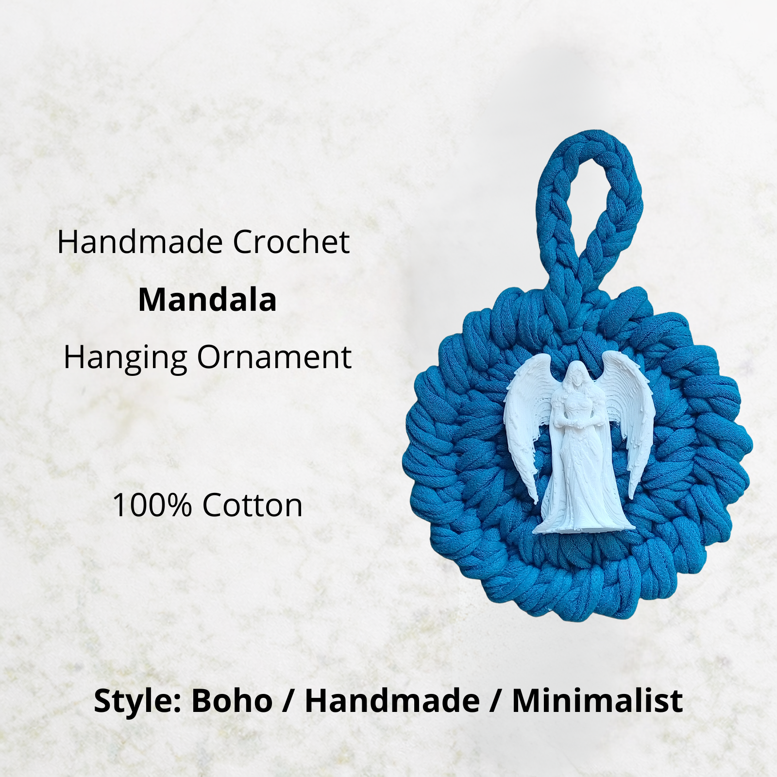 Handmade Crochet Mandala Hanging Ornament – Boho Car Mirror Charm, Cotton Wall Decor, Bag Accessory, Angel Pendant Gift