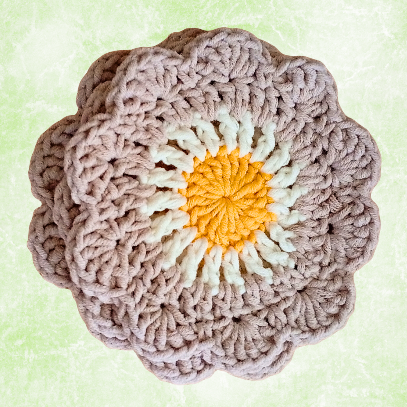Handmade Crochet Coffee Gift Set – 4 Daisy Coasters & 4 Cup Sleeves (Set of 8)