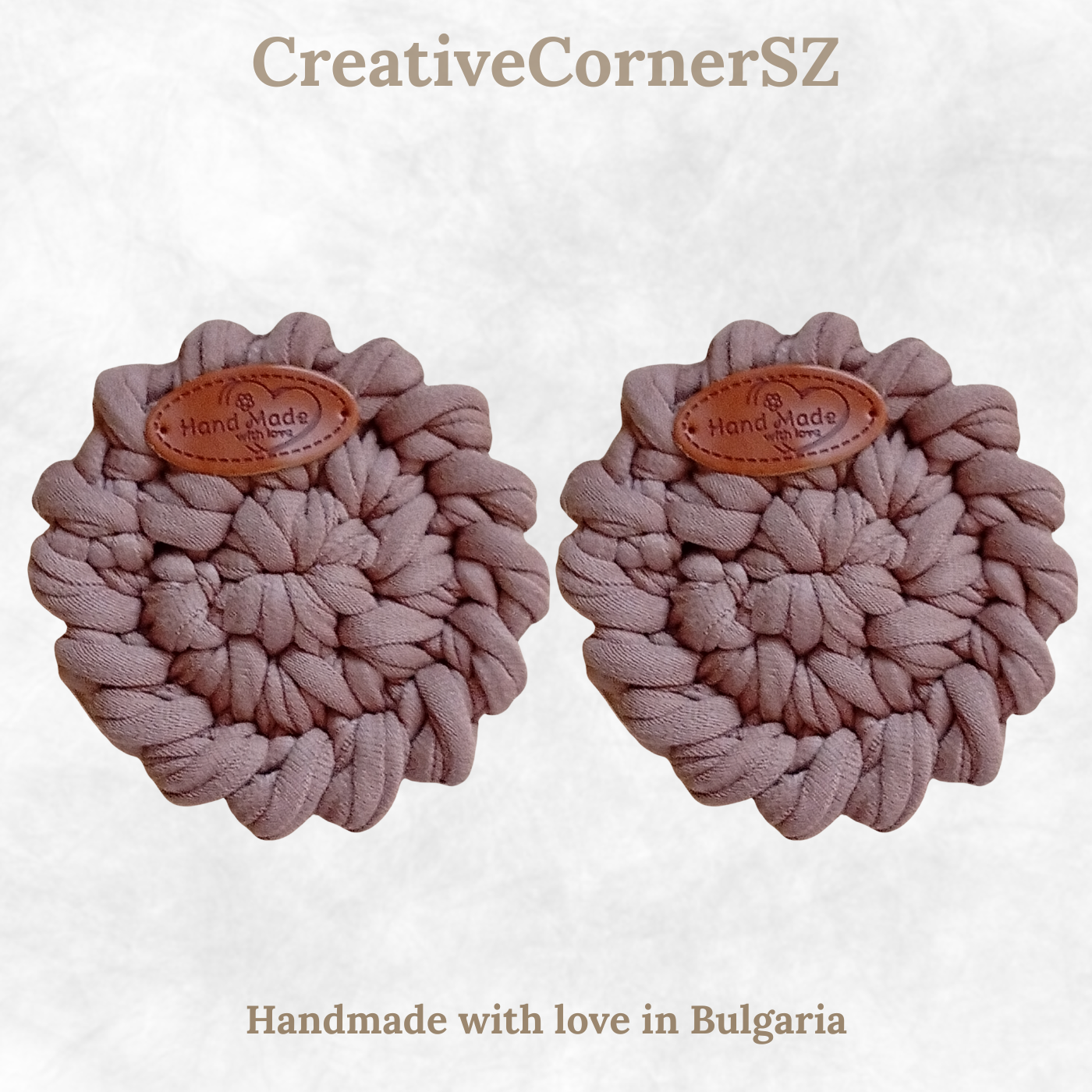 Handmade Crochet Car Coasters Set of 2 – Cotton Cup Holder Inserts 7.5cm, Absorbent Boho Car Accessories