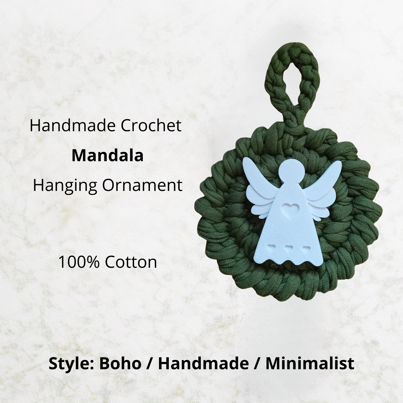 Handmade Crochet Mandala Hanging Ornament – Boho Car Mirror Charm, Cotton Wall Decor, Bag Accessory, Angel Pendant Gift