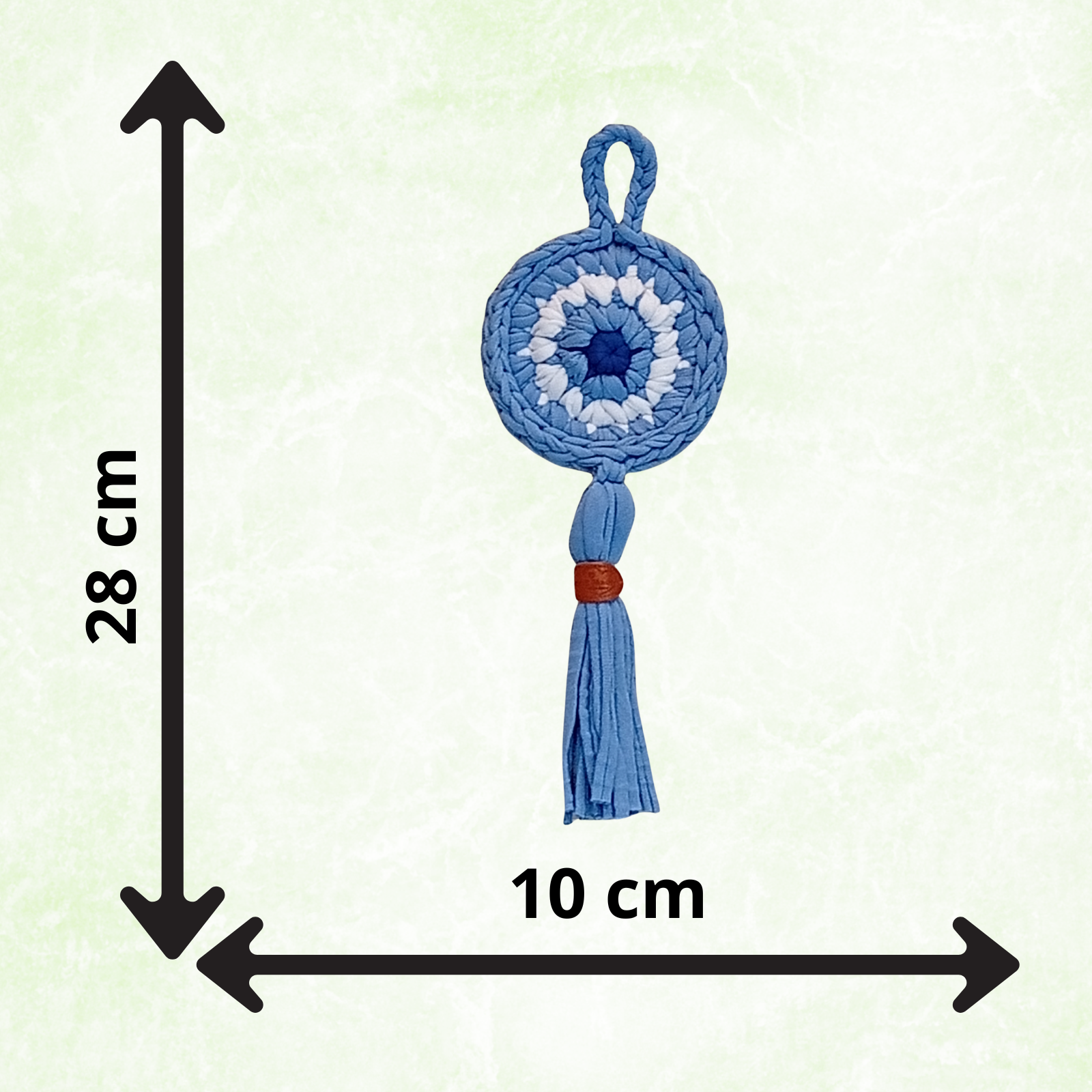 Handmade Crochet Evil Eye Hanging Ornament, Boho Wall Decor, Car Mirror Charm, Bag Accessory, Cotton Handmade Gift