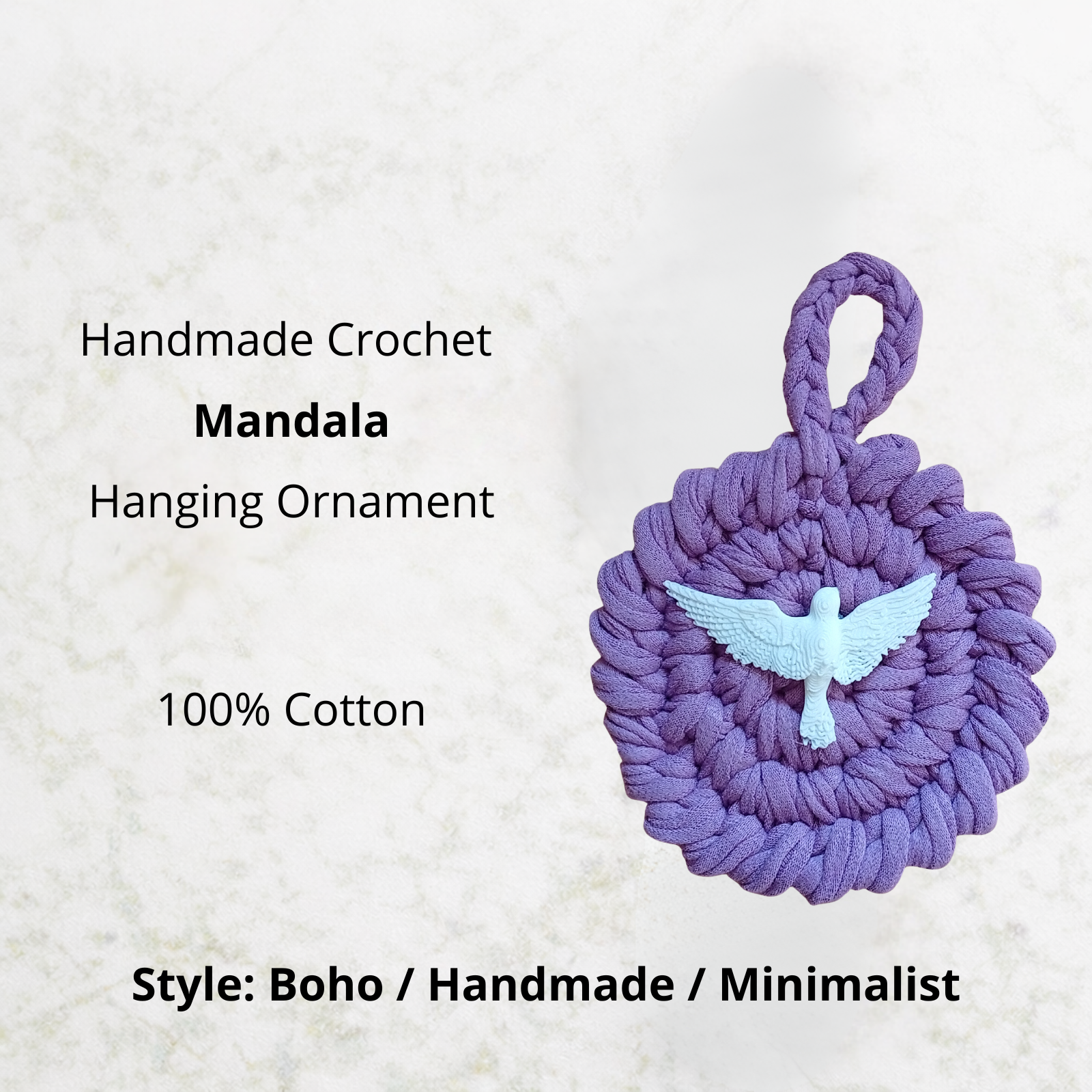 Handmade Crochet Mandala Hanging Ornament – Boho Car Mirror Charm, Cotton Wall Decor, Bag Accessory, Angel Pendant Gift