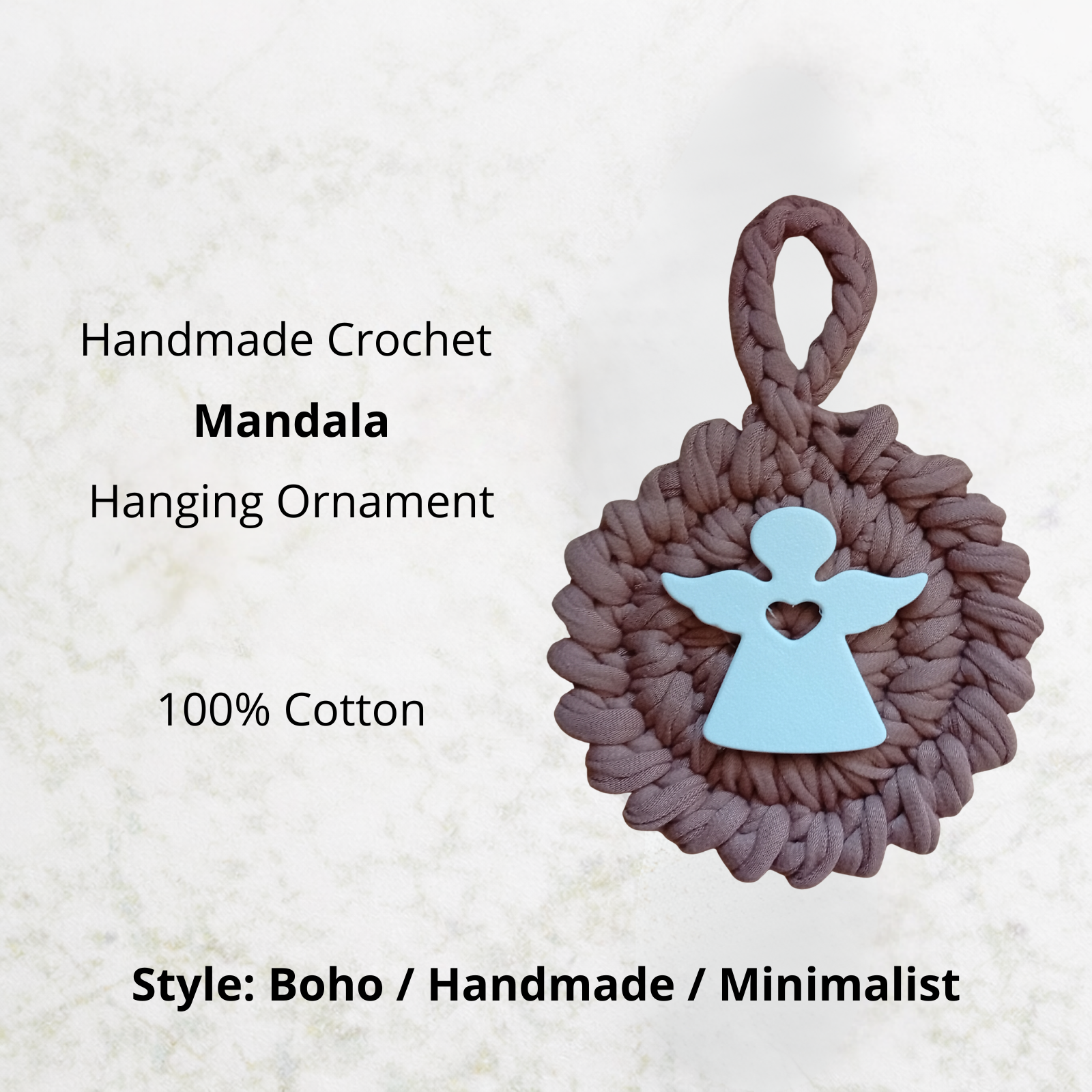 Handmade Crochet Mandala Hanging Ornament – Boho Car Mirror Charm, Cotton Wall Decor, Bag Accessory, Angel Pendant Gift