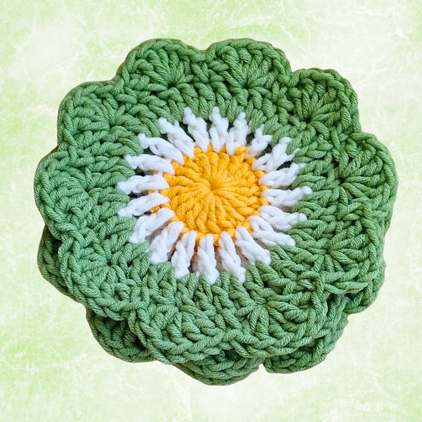Handmade Crochet Coffee Gift Set – 4 Daisy Coasters & 4 Cup Sleeves (Set of 8)