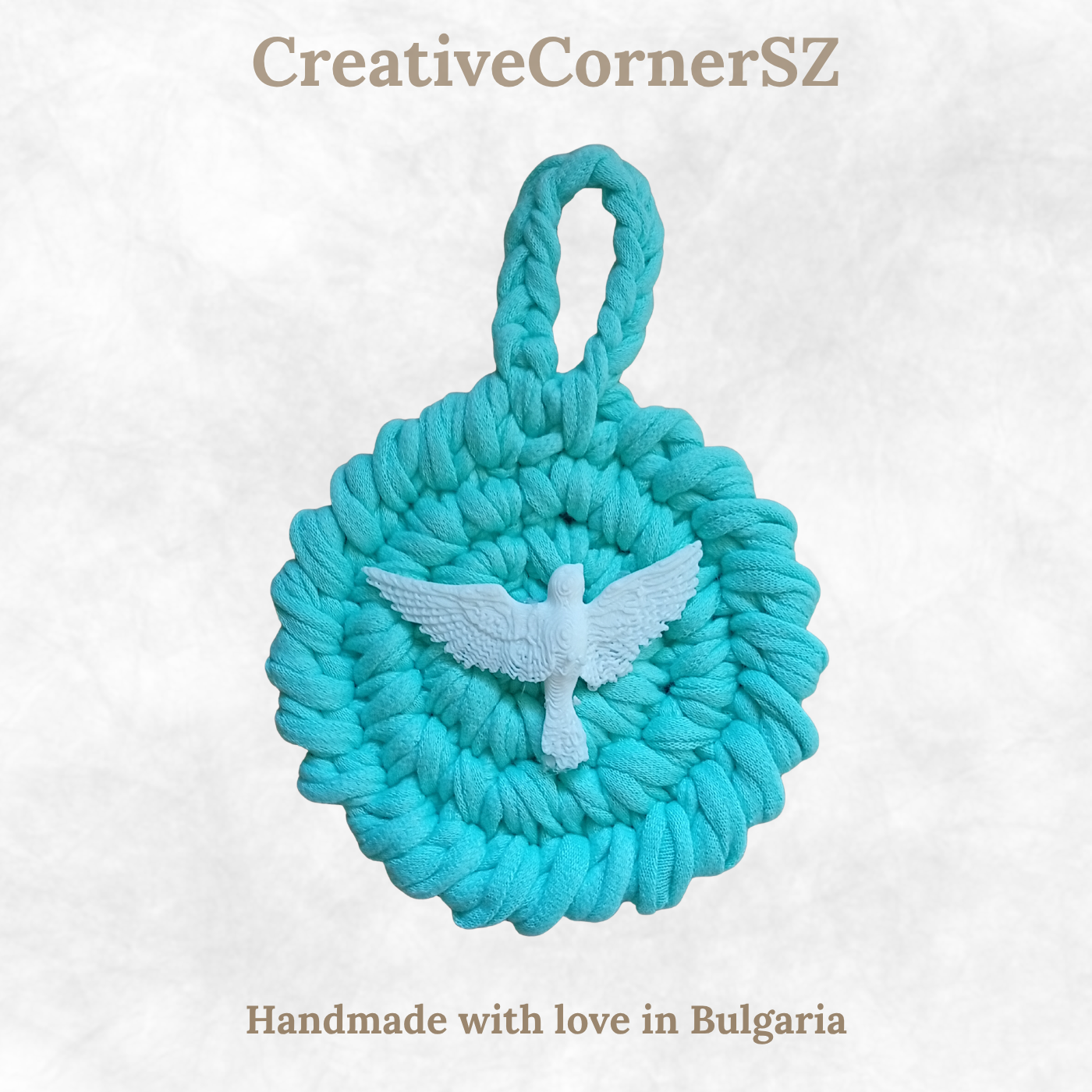 Handmade Crochet Mandala Hanging Ornament – Boho Car Mirror Charm, Cotton Wall Decor, Bag Accessory, Angel Pendant Gift