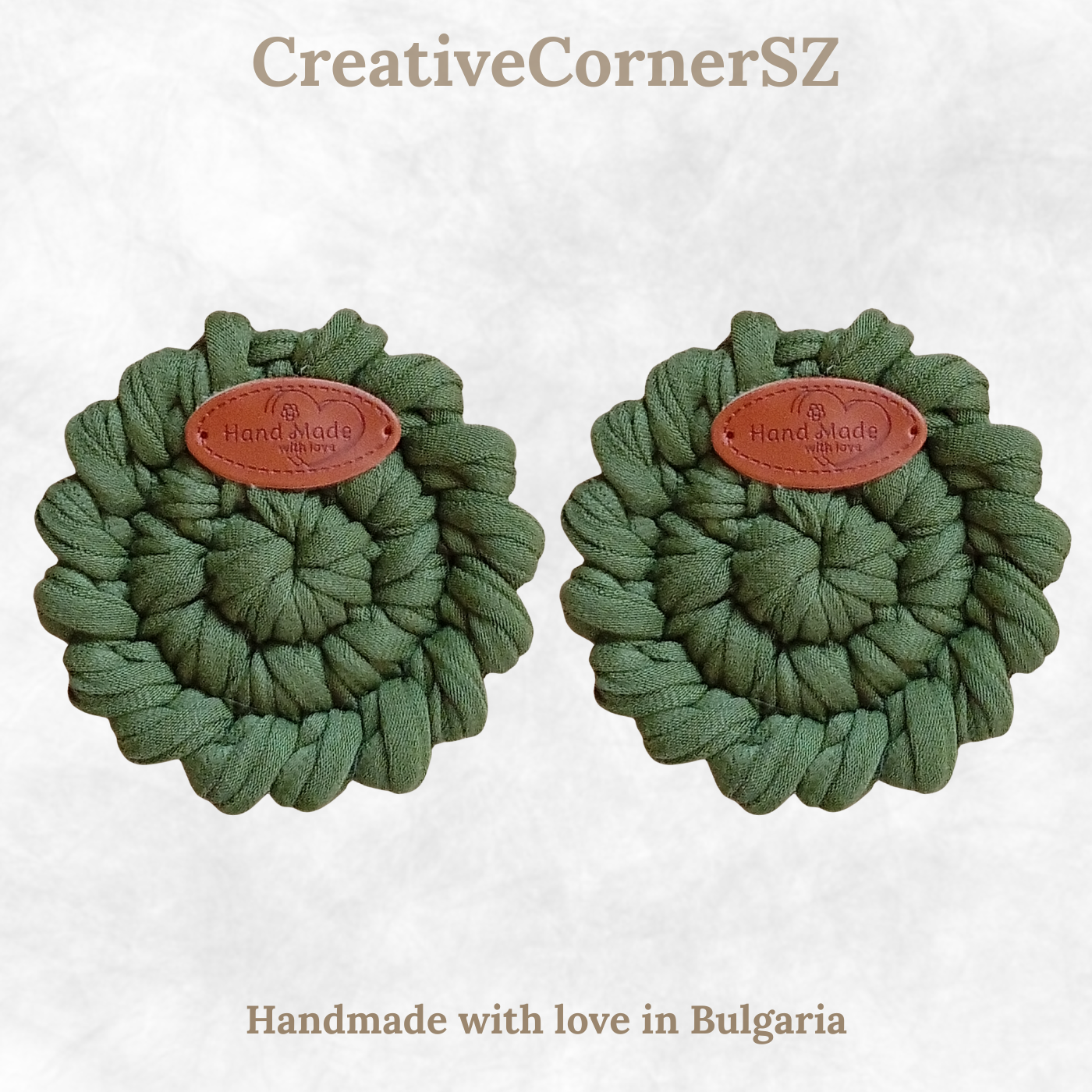Handmade Crochet Car Coasters Set of 2 – Cotton Cup Holder Inserts 7.5cm, Absorbent Boho Car Accessories