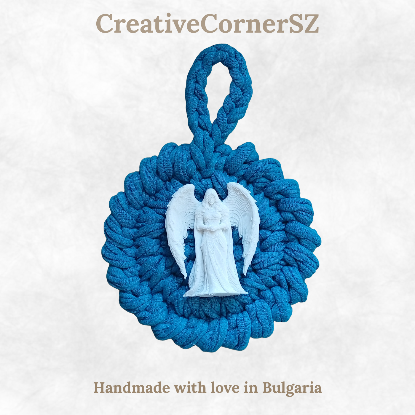 Handmade Crochet Mandala Hanging Ornament – Boho Car Mirror Charm, Cotton Wall Decor, Bag Accessory, Angel Pendant Gift