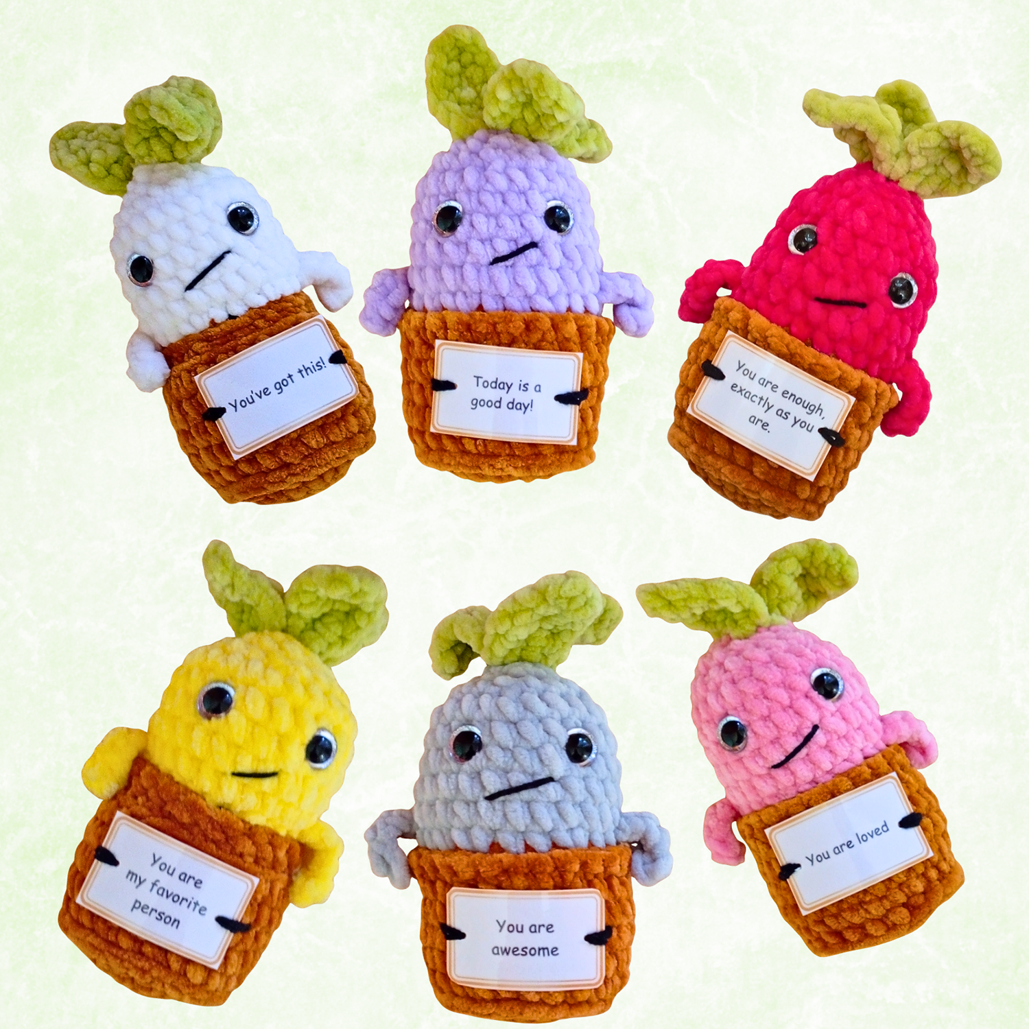 Pocket Hug Mandragora™ – Handmade Emotional Support Plush with Inspirational Message Card