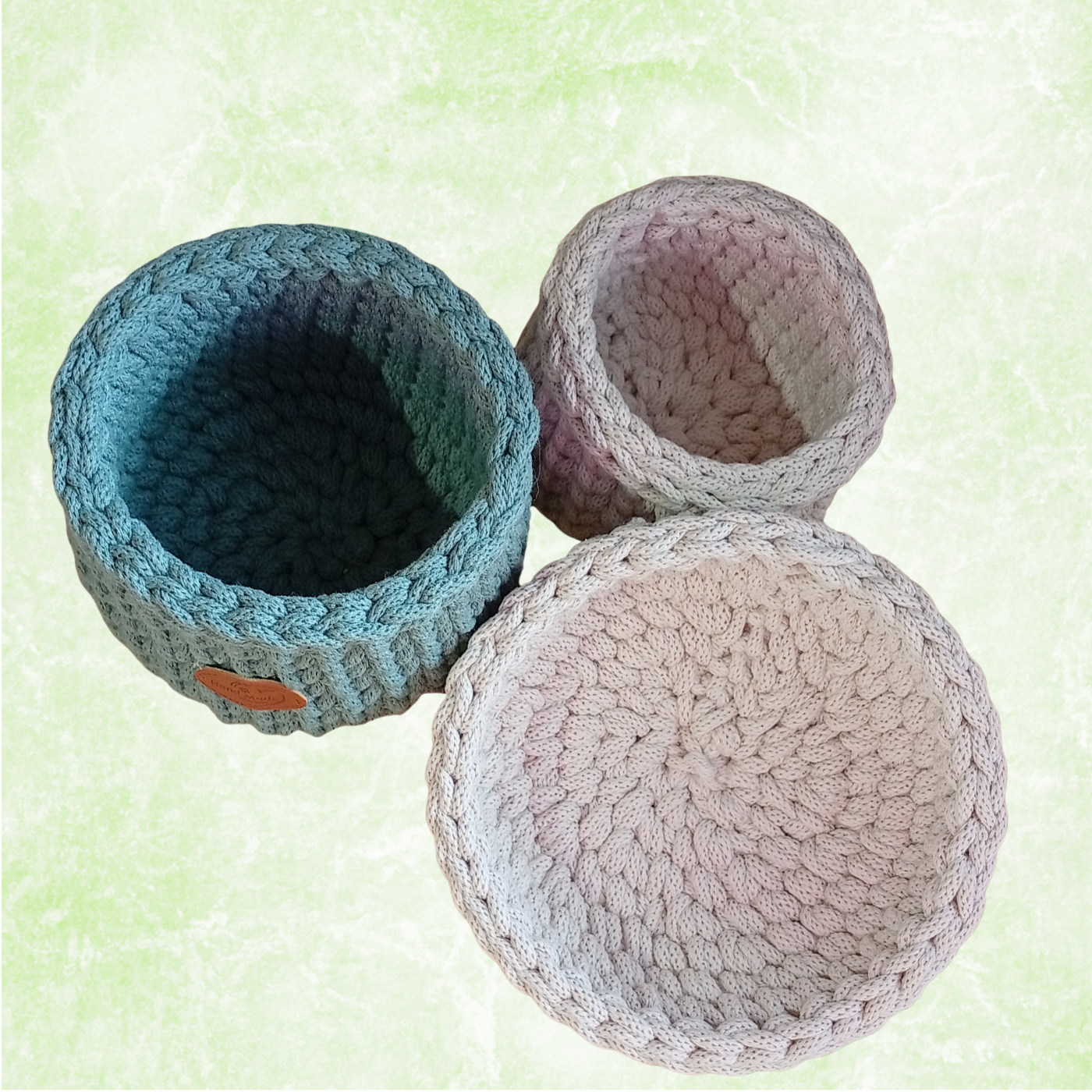 Sturdy Cotton Rope Basket with Lid, Handmade Crochet Acorn Storage Organizer