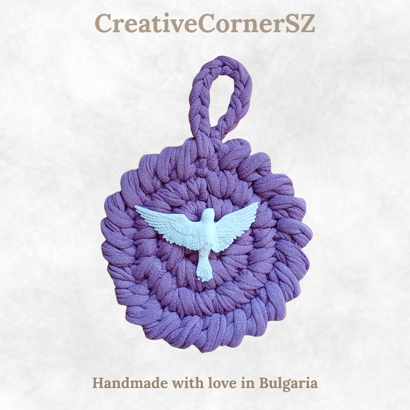 Handmade Crochet Mandala Hanging Ornament – Boho Car Mirror Charm, Cotton Wall Decor, Bag Accessory, Angel Pendant Gift