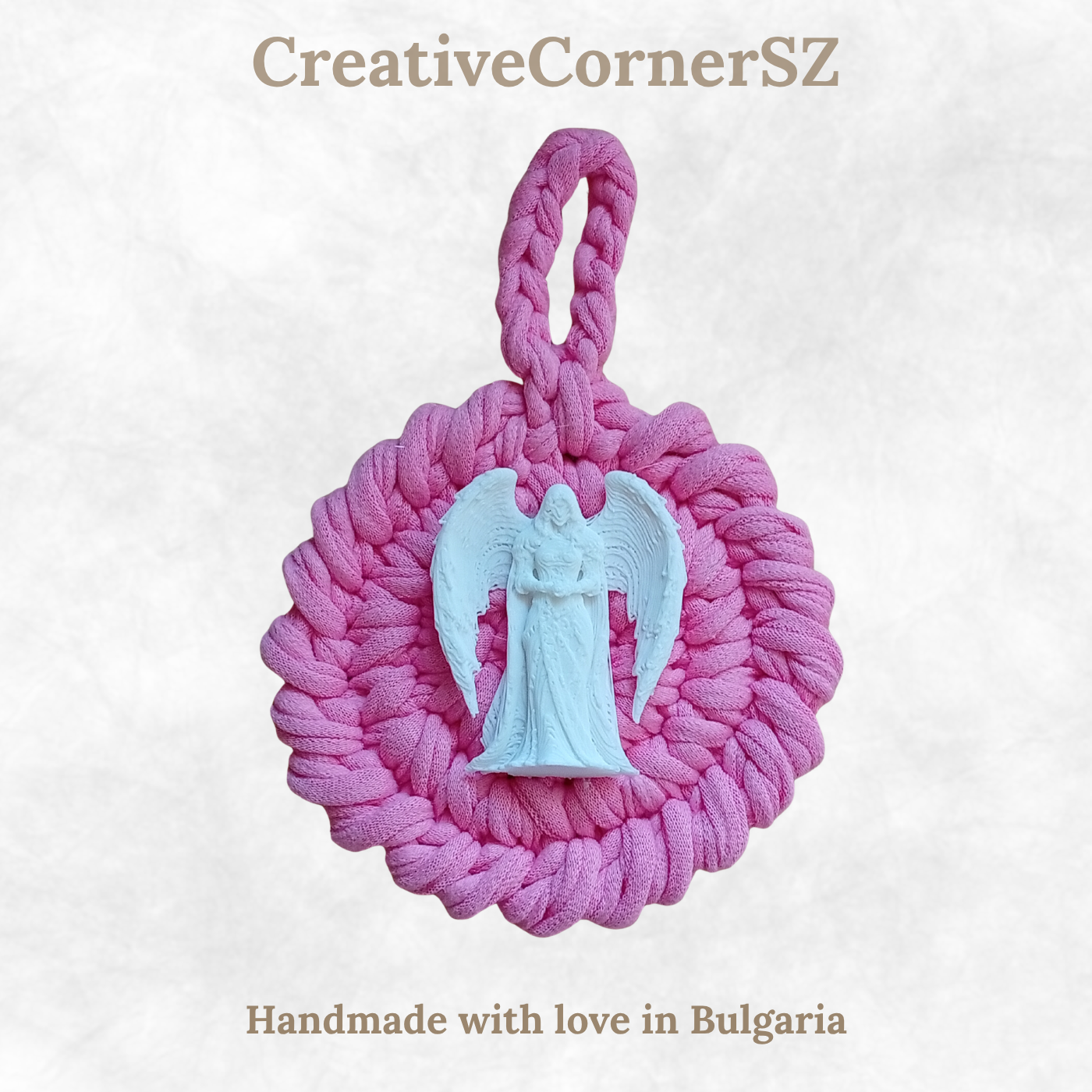 Handmade Crochet Mandala Hanging Ornament – Boho Car Mirror Charm, Cotton Wall Decor, Bag Accessory, Angel Pendant Gift