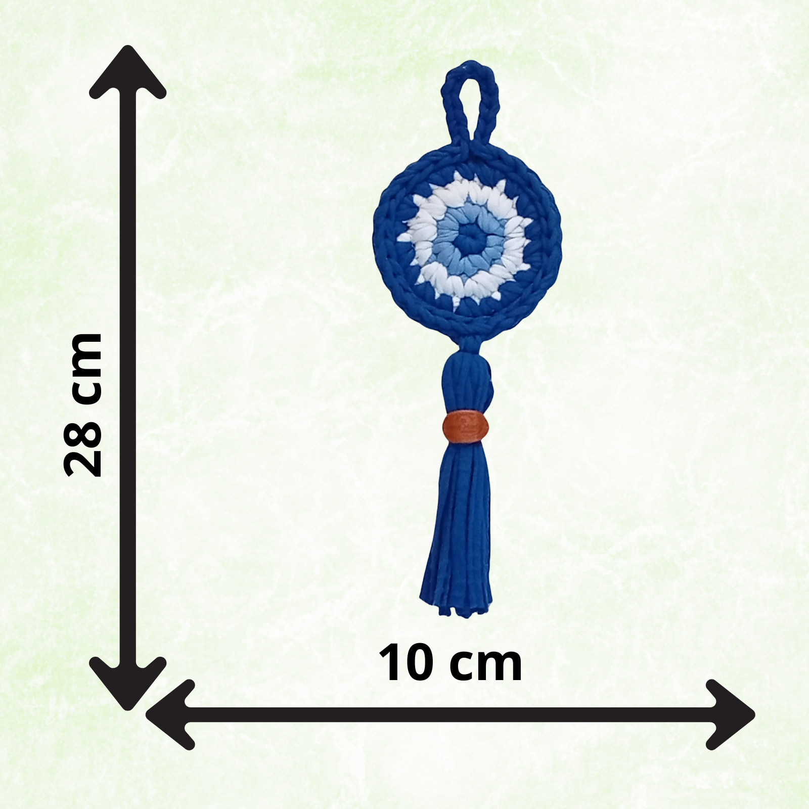 Handmade Crochet Evil Eye Hanging Ornament, Boho Wall Decor, Car Mirror Charm, Bag Accessory, Cotton Handmade Gift
