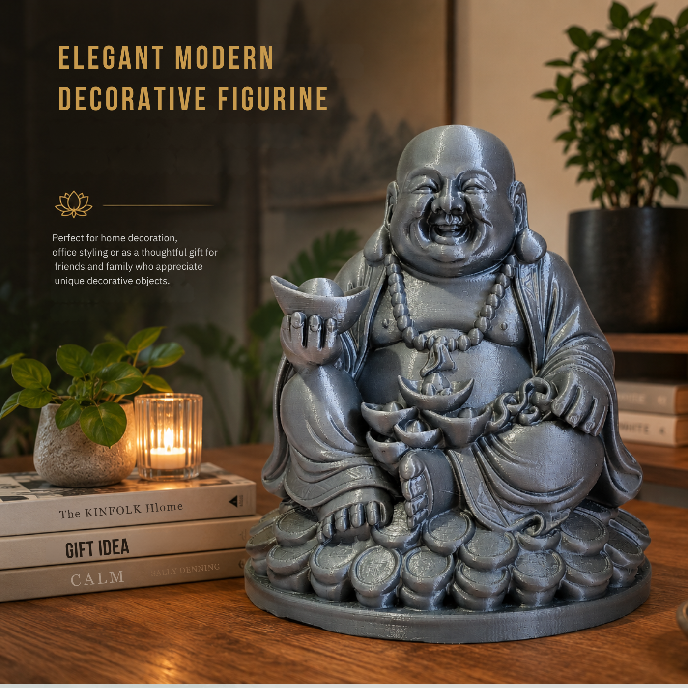 Modern Gray Decorative Figurine – Minimalist Home Decor Statue for Living Room, Office & Shelf Display – 18 cm