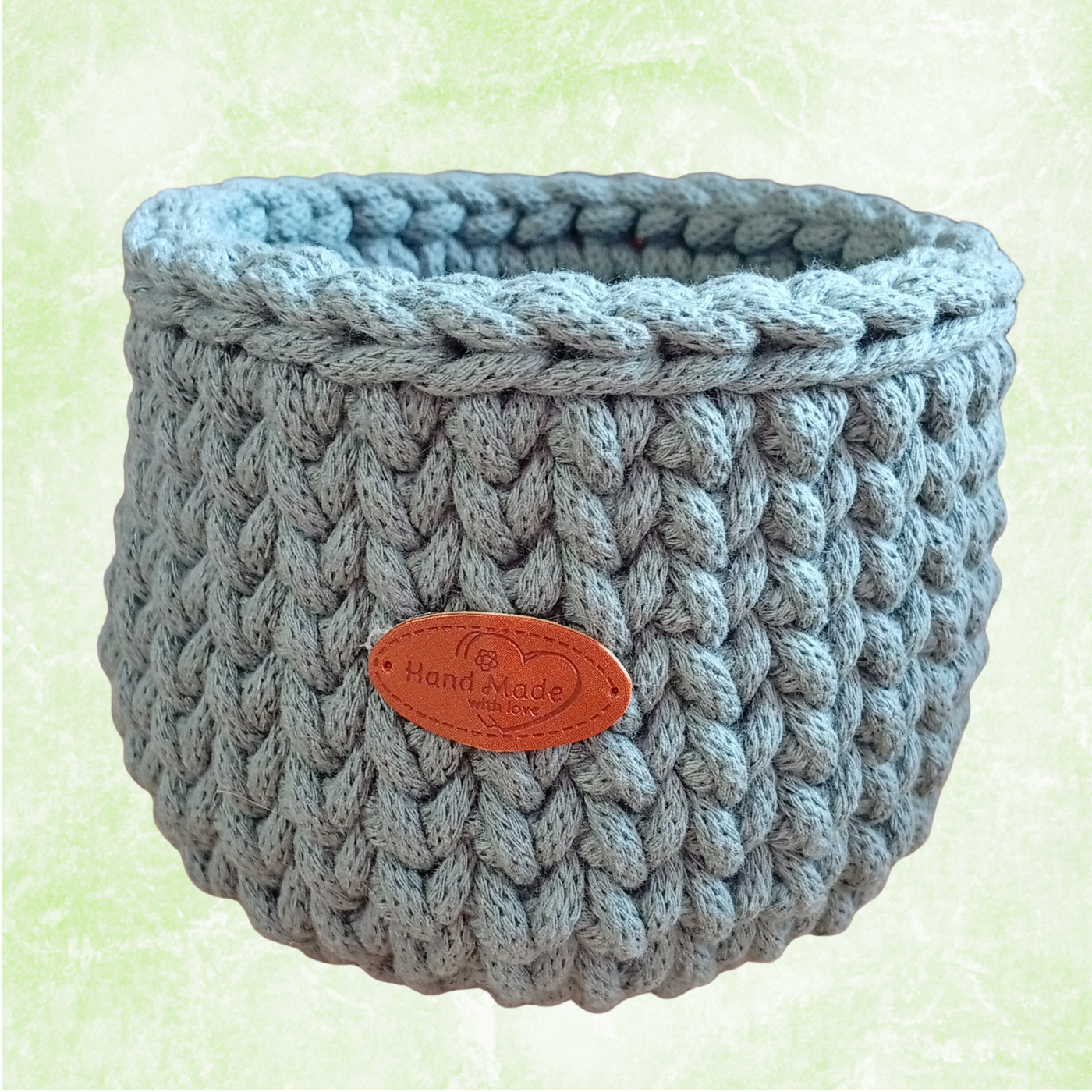 Sturdy Cotton Rope Basket with Lid, Handmade Crochet Acorn Storage Organizer