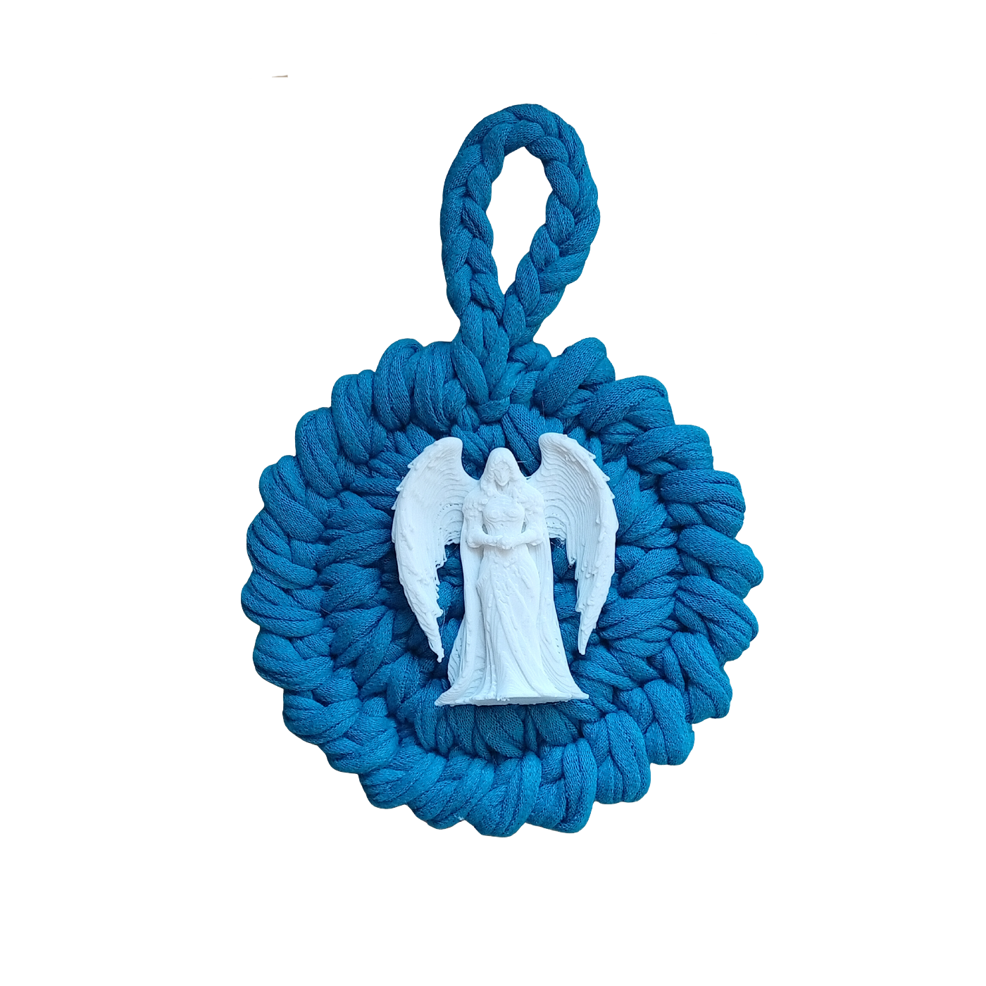Handmade Crochet Mandala Hanging Ornament – Boho Car Mirror Charm, Cotton Wall Decor, Bag Accessory, Angel Pendant Gift