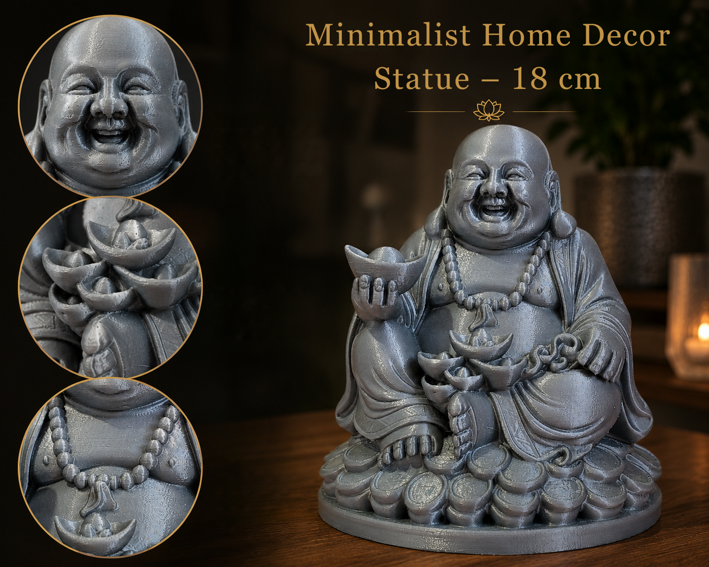 Modern Gray Decorative Figurine – Minimalist Home Decor Statue for Living Room, Office & Shelf Display – 18 cm