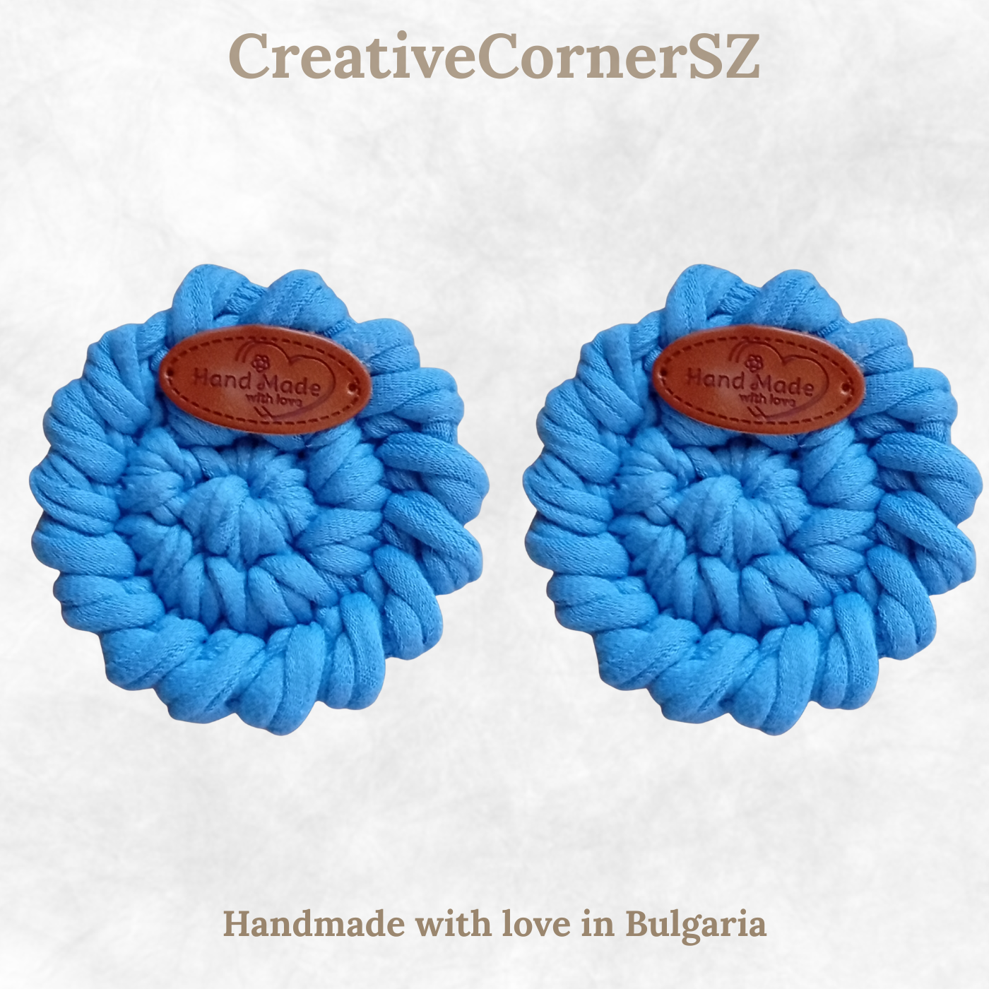 Handmade Crochet Car Coasters Set of 2 – Cotton Cup Holder Inserts 7.5cm, Absorbent Boho Car Accessories