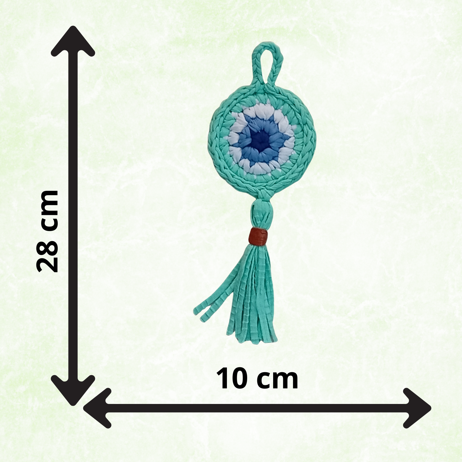 Handmade Crochet Evil Eye Hanging Ornament, Boho Wall Decor, Car Mirror Charm, Bag Accessory, Cotton Handmade Gift