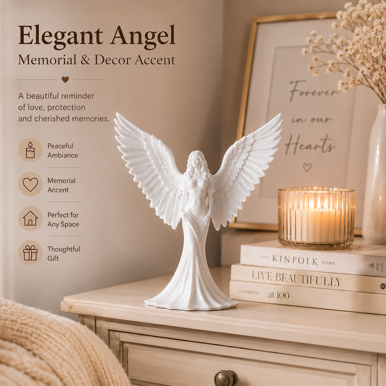 Elegant Angel Figurine with Wings – Modern Home Decor Statue , (16cm)