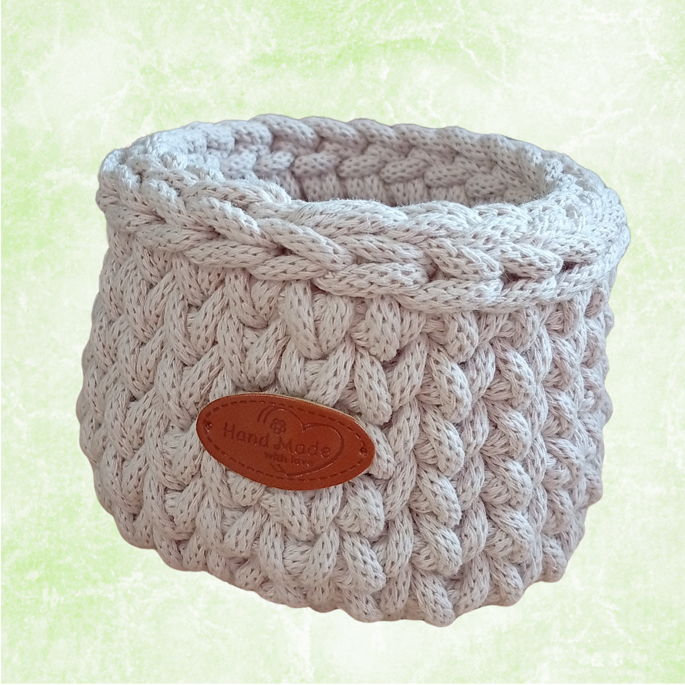Sturdy Cotton Rope Basket with Lid, Handmade Crochet Acorn Storage Organizer