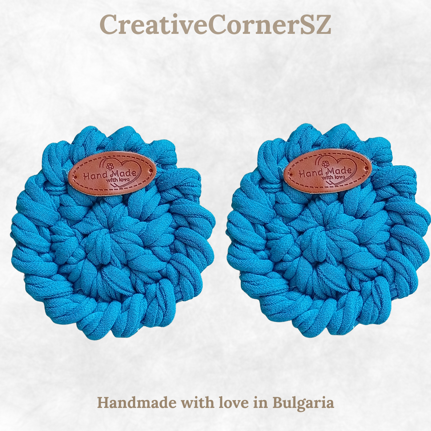 Handmade Crochet Car Coasters Set of 2 – Cotton Cup Holder Inserts 7.5cm, Absorbent Boho Car Accessories