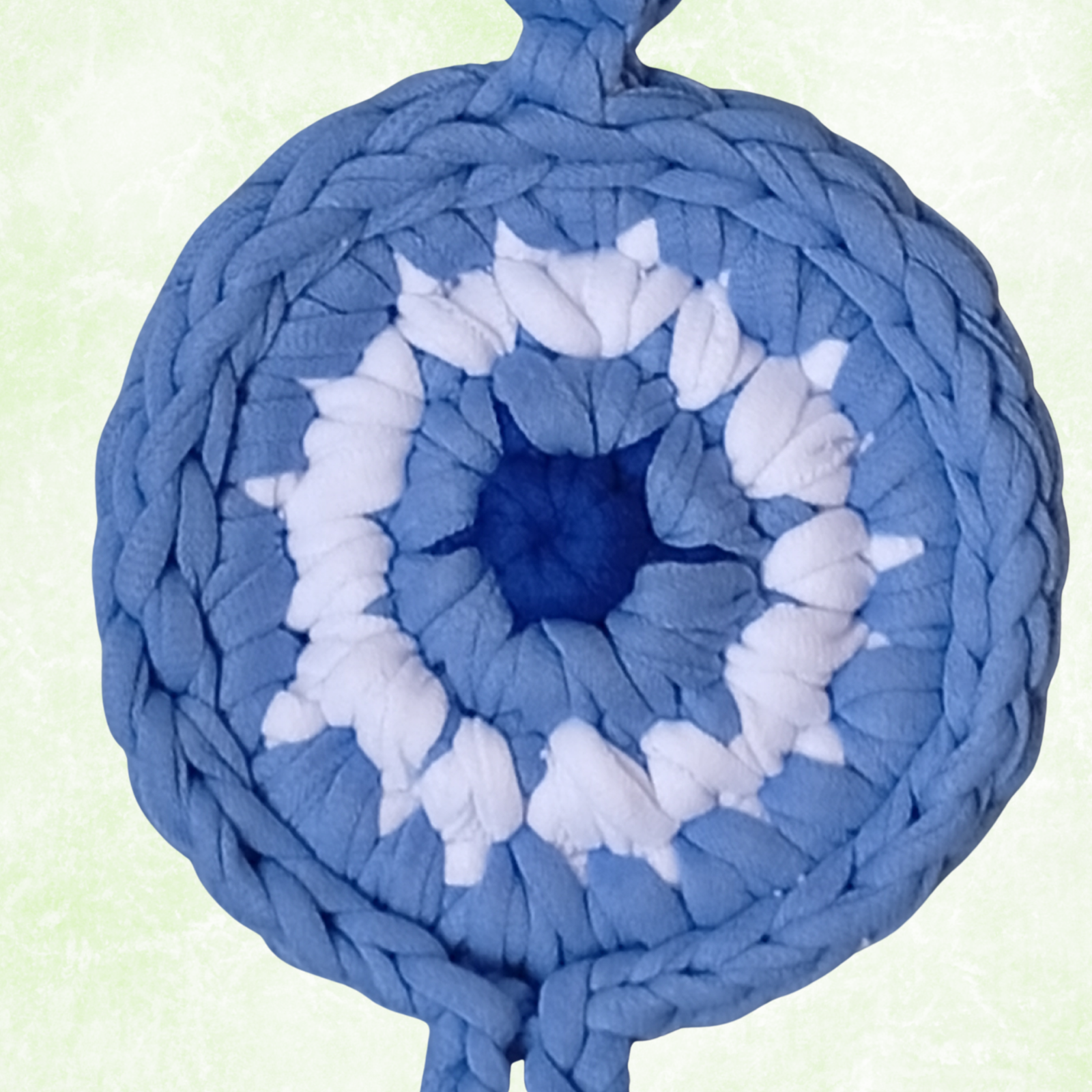 Handmade Crochet Evil Eye Hanging Ornament, Boho Wall Decor, Car Mirror Charm, Bag Accessory, Cotton Handmade Gift