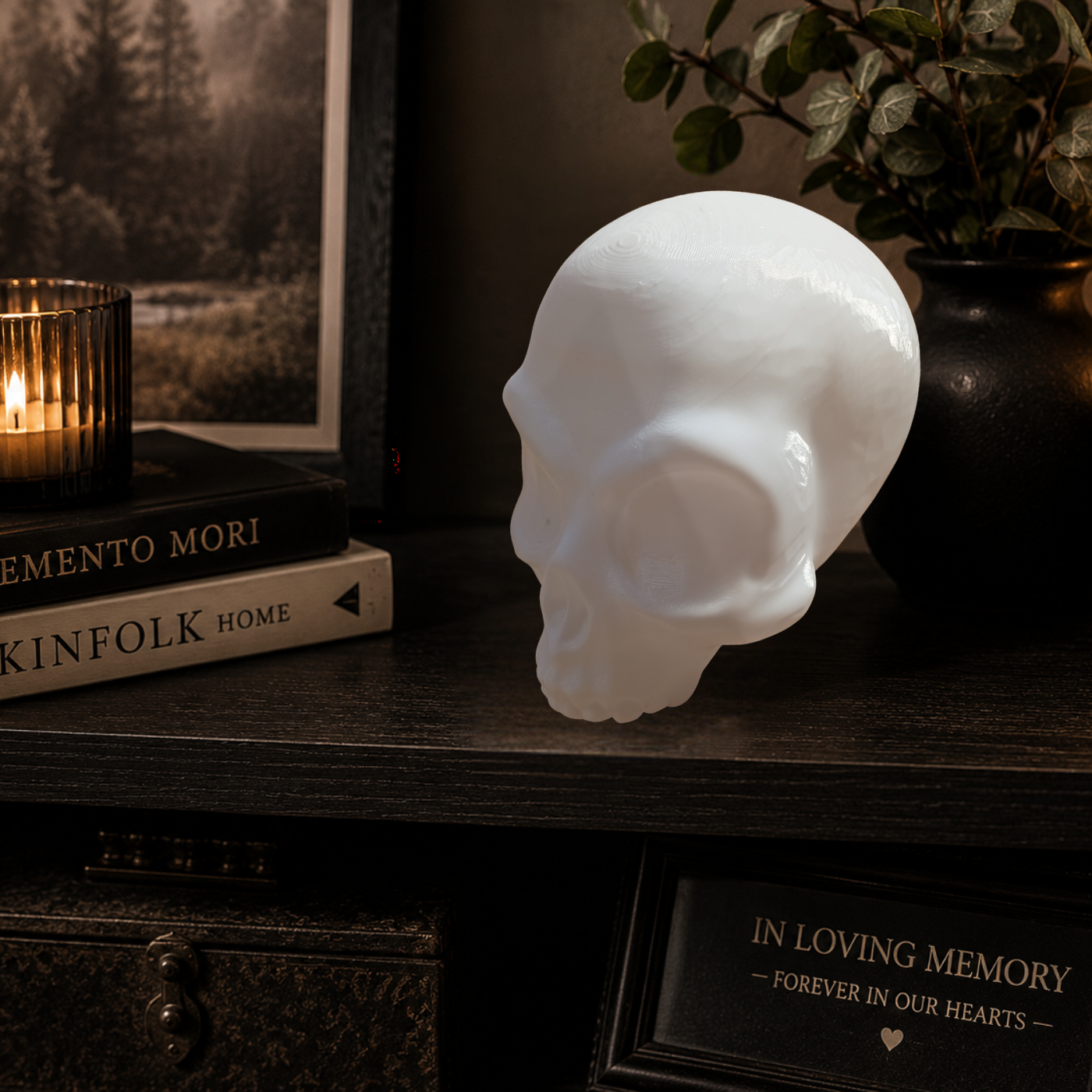 Alien Skull Sculpture – Modern Gothic Home Decor Statue,  (17cm)