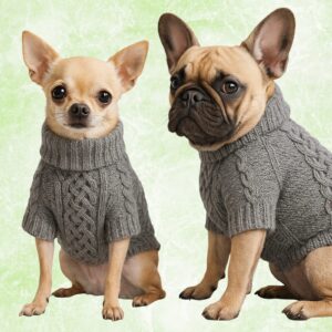 Hand-Knitted Dog Jumper with Celtic Cable Pattern