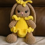 Handmade Plush Bunny Doll Bella  – Soft Crochet Toy, 30 cm – Multiple Dress Colors